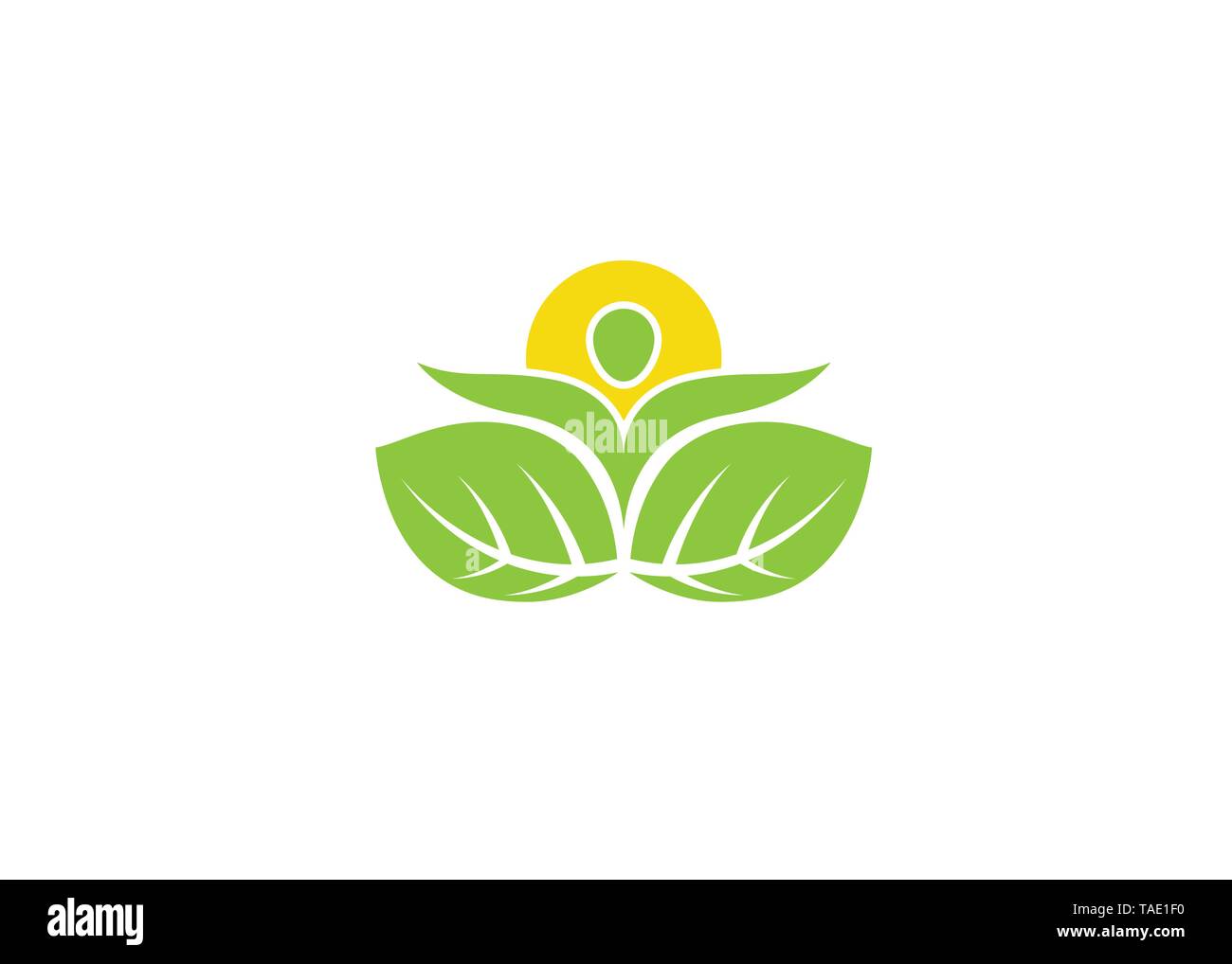 Creative Yoga Person Leaf Logo Vector Stock Vector