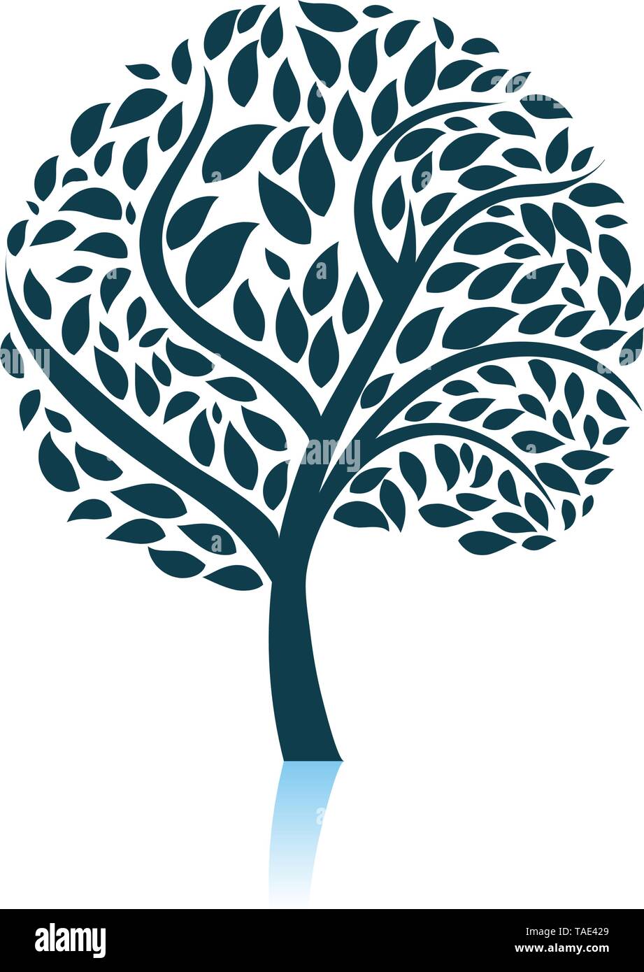 Ecological Tree With Leaves Icon. Shadow Reflection Design. Vector ...