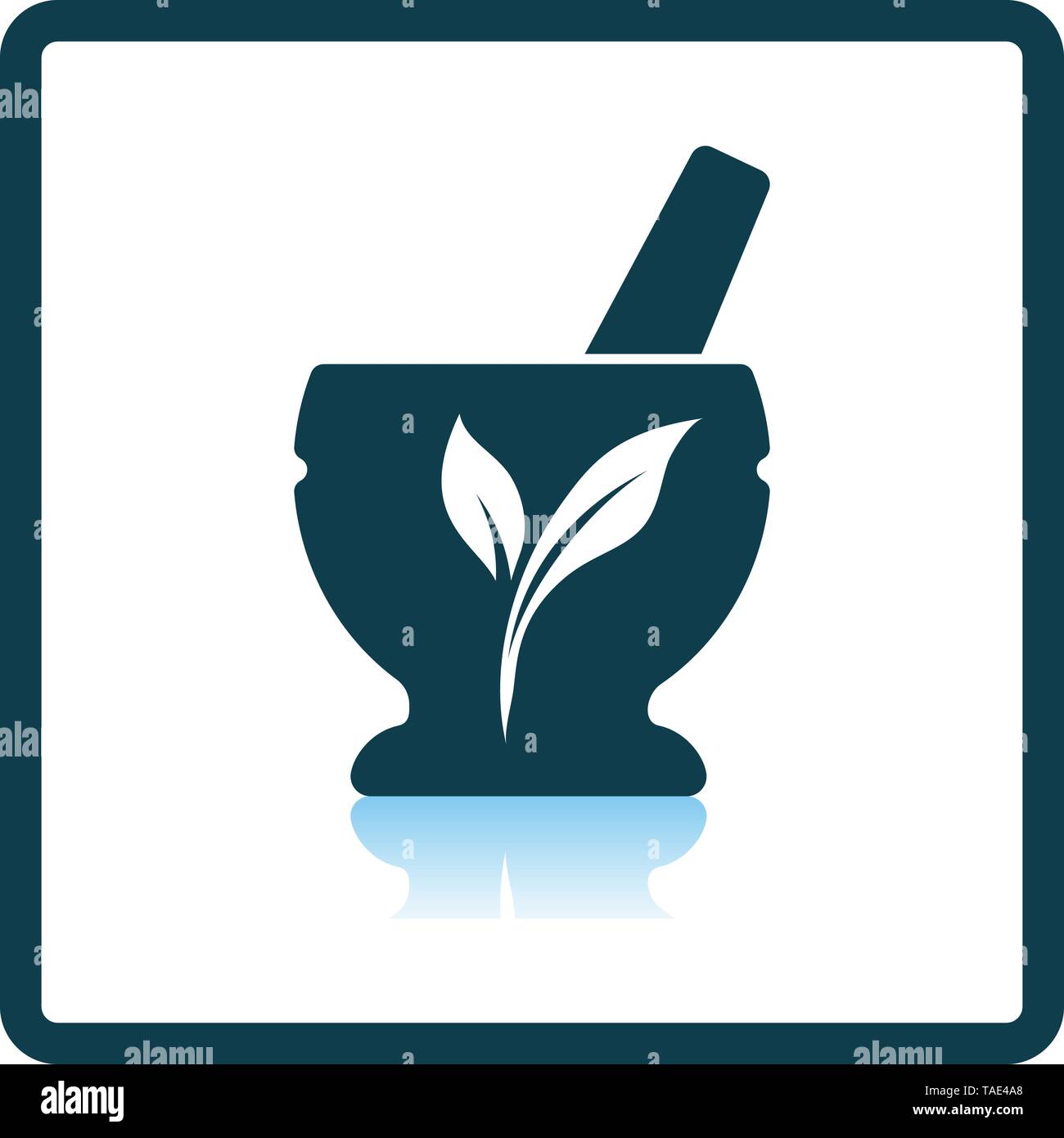 Spa Mortar Icon. Square Shadow Reflection Design. Vector Illustration. Stock Vector