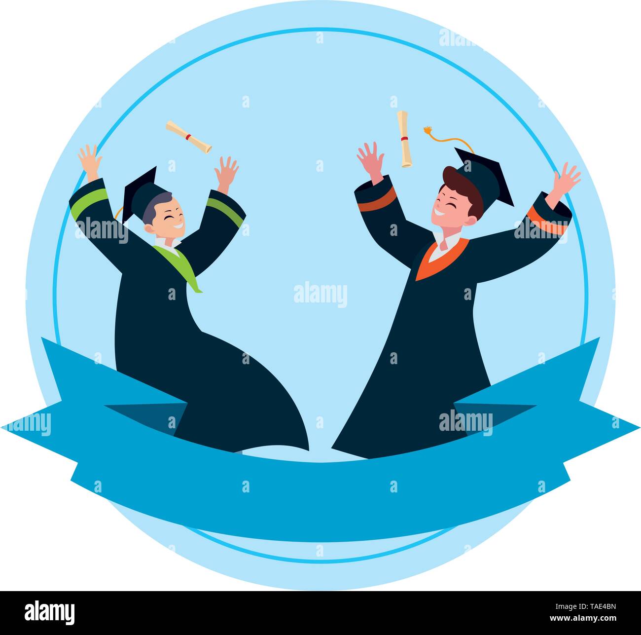 happy students boys graduated celebrating vector illustration design ...