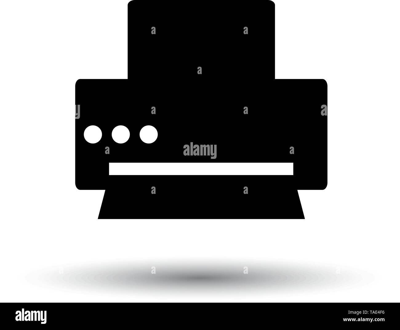 Printer Icon. Black on White Background With Shadow. Vector