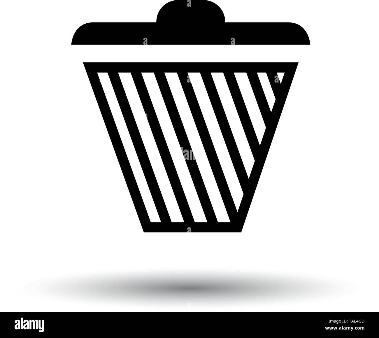 Trash Icon. Black on White Background With Shadow. Vector Illustration. Stock Vector