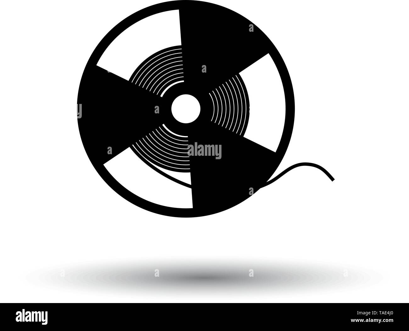 Reel Tape Icon. Black on White Background With Shadow. Vector