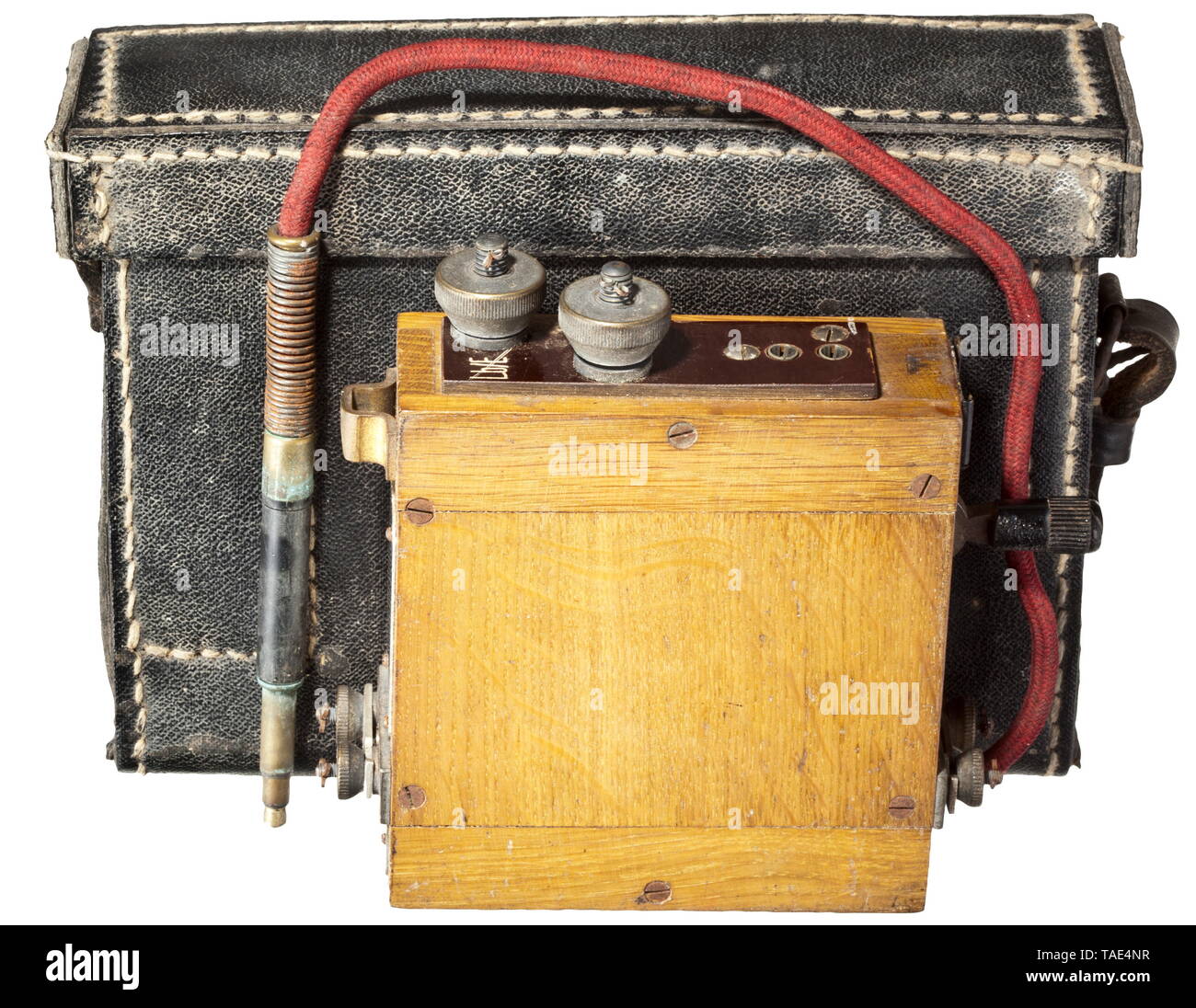 A testing device for field telephones and lines, with carrying case maker Hermann Schuster, Berlin 1943 historic, historical, 20th century, Editorial-Use-Only Stock Photo