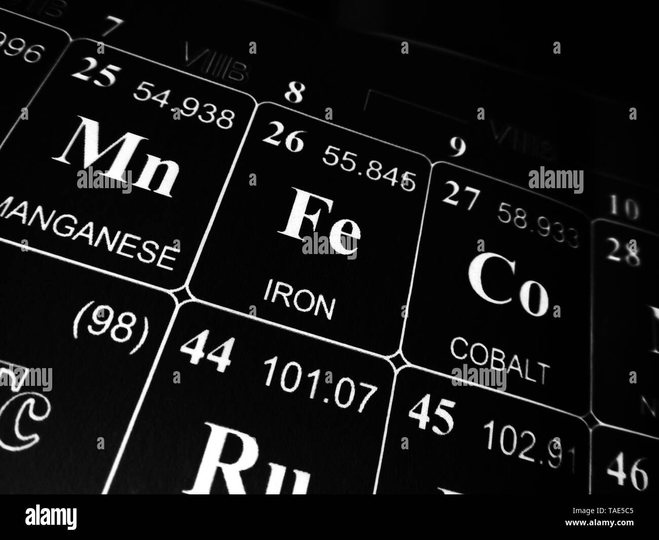 Iron on the periodic table of the elements Stock Photo Alamy