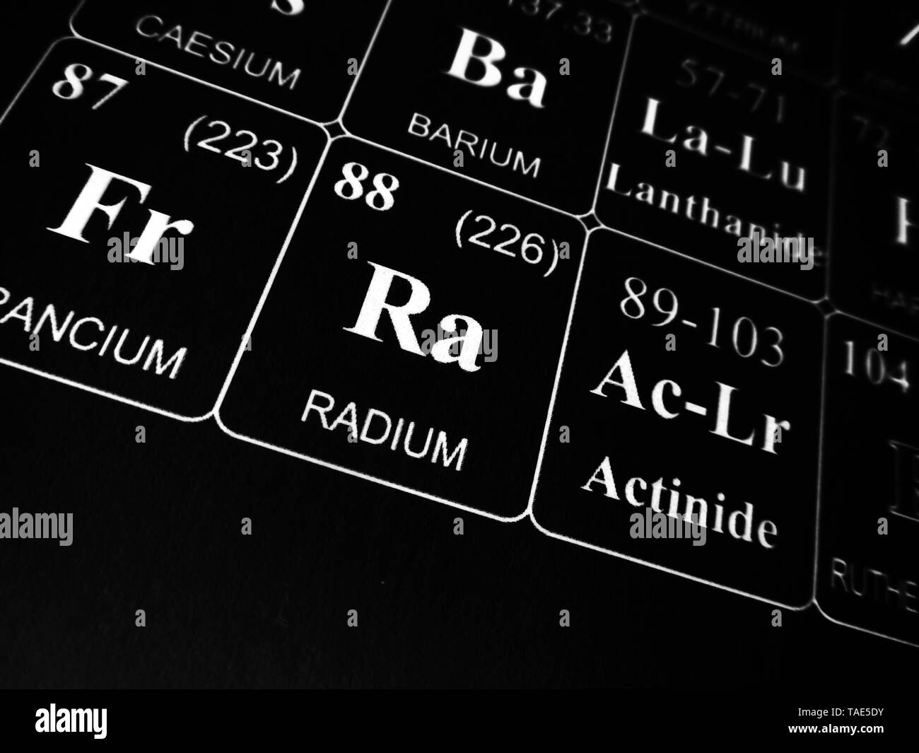 Radium on the periodic table of the elements Stock Photo Alamy