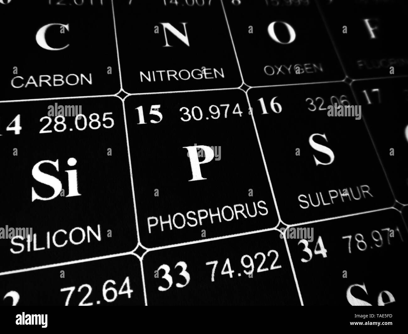 phosphorus on the periodic table of the elements Stock Photo