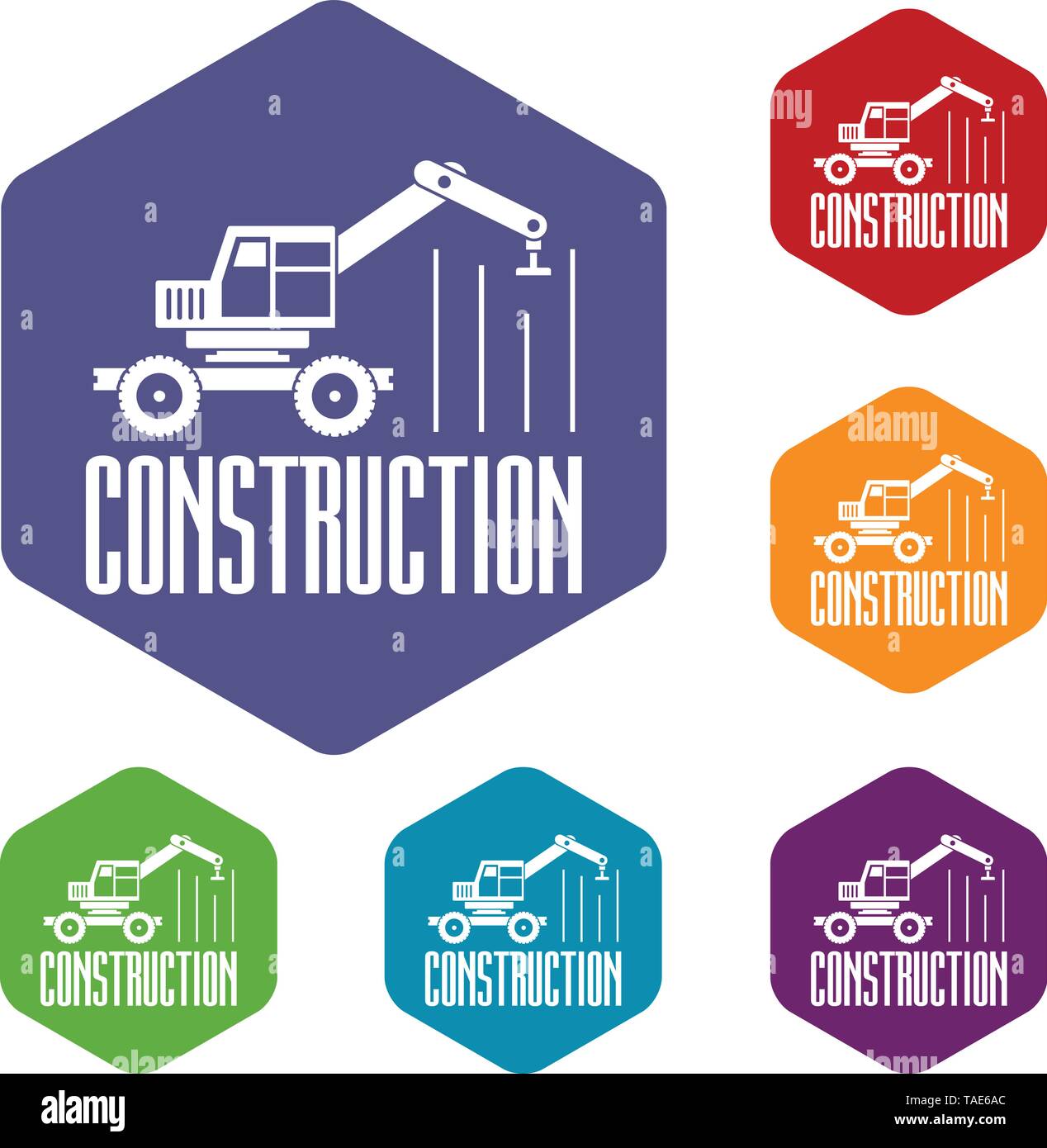 Construction business icons vector hexahedron Stock Vector