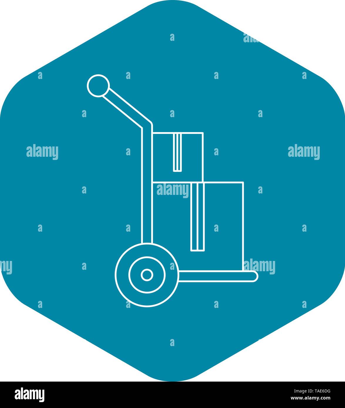 Handle truck with boxes icon, outline style Stock Vector
