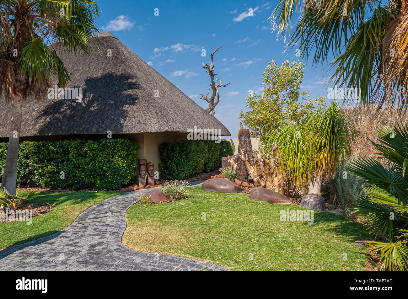 Outdoors area near restaurant at Erindi Private Game Reserve in Namibia ...