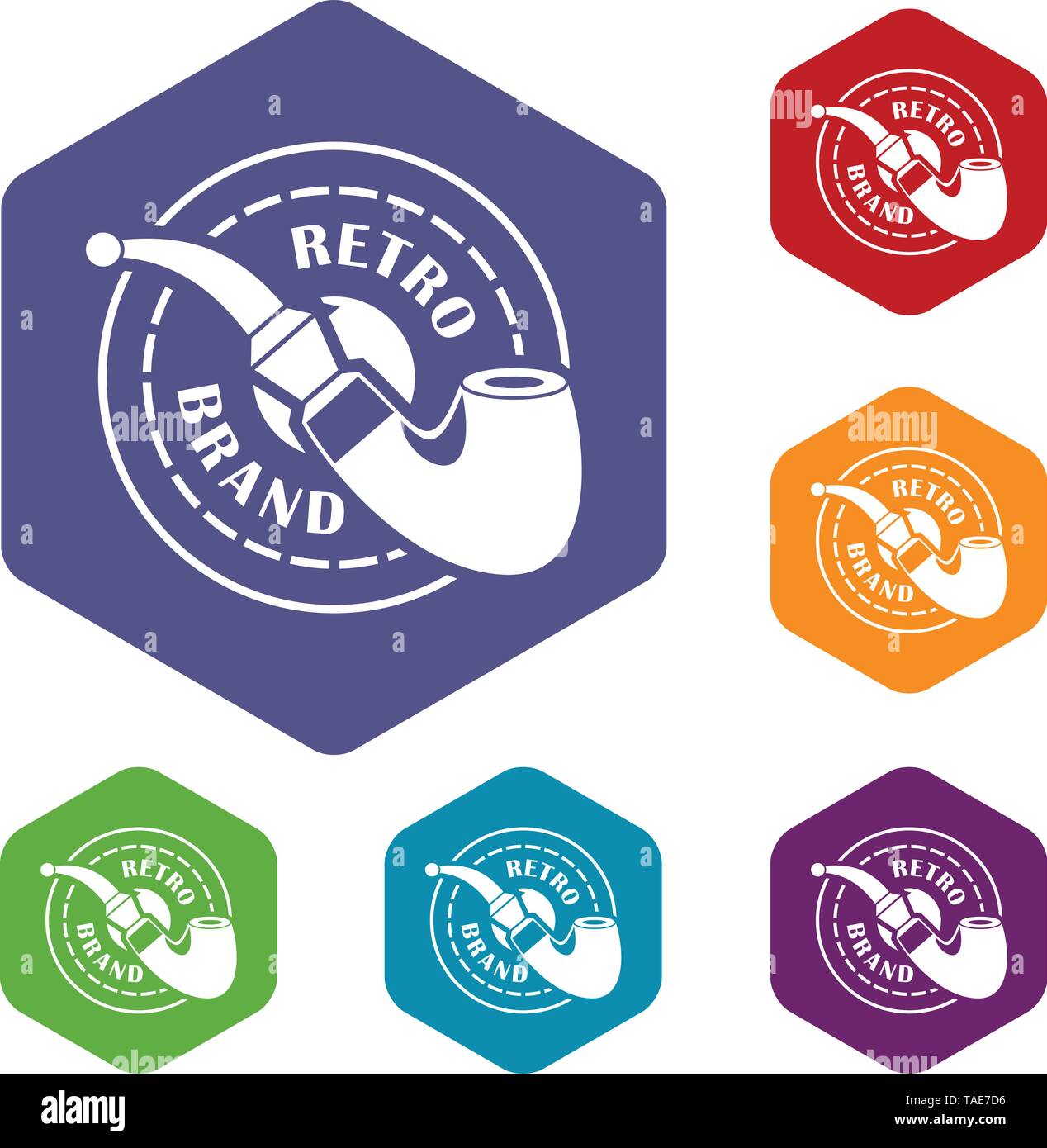 Retro brand icons vector hexahedron Stock Vector