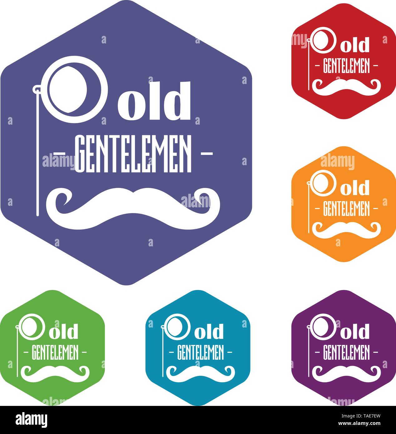 Old gentlemen icons vector hexahedron Stock Vector