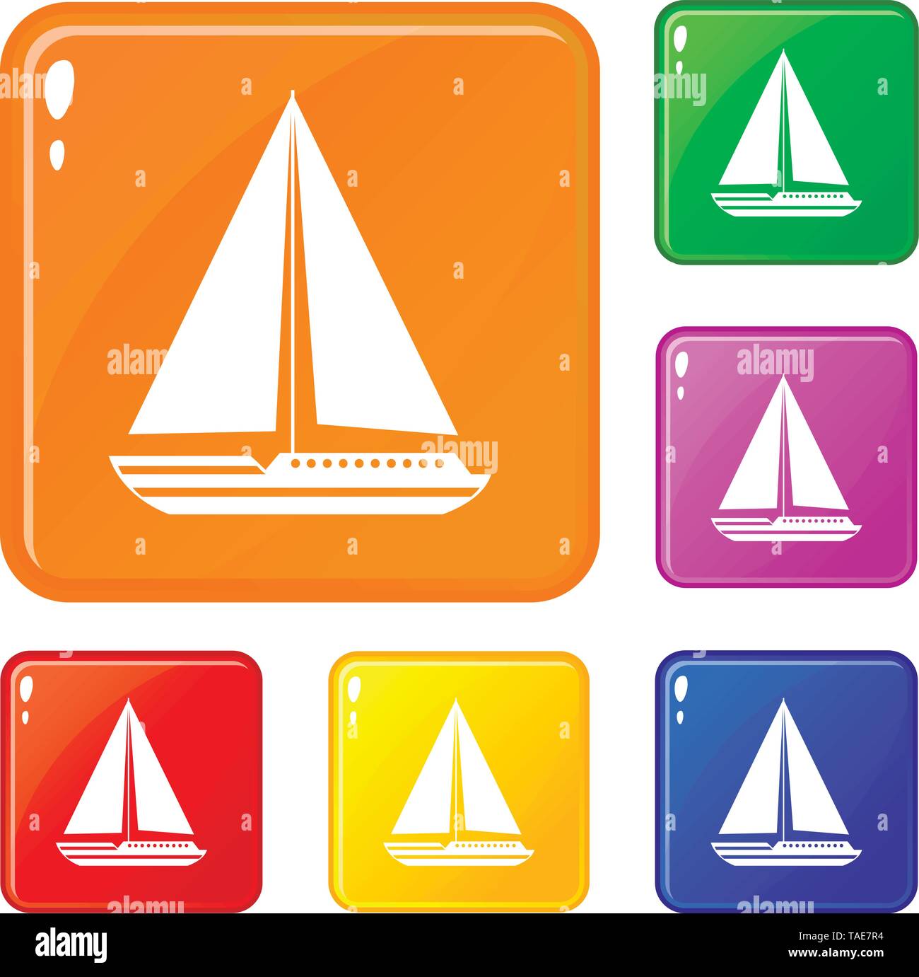 Sea yacht icons set vector color Stock Vector Image & Art - Alamy