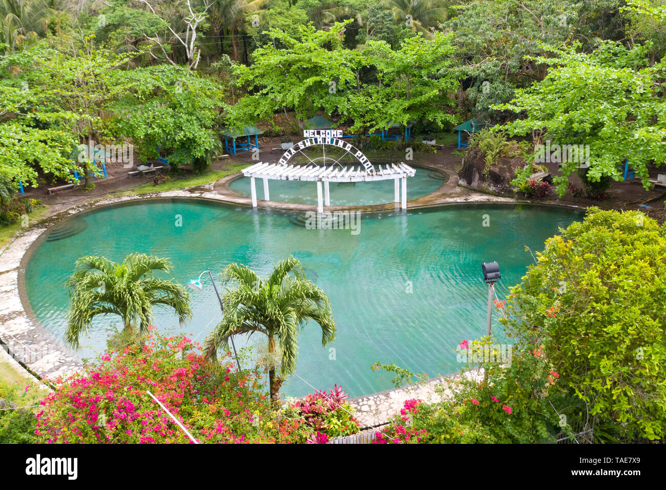 Soda Swimming Pool. Swimming pool in tropical forest on Camigin Island