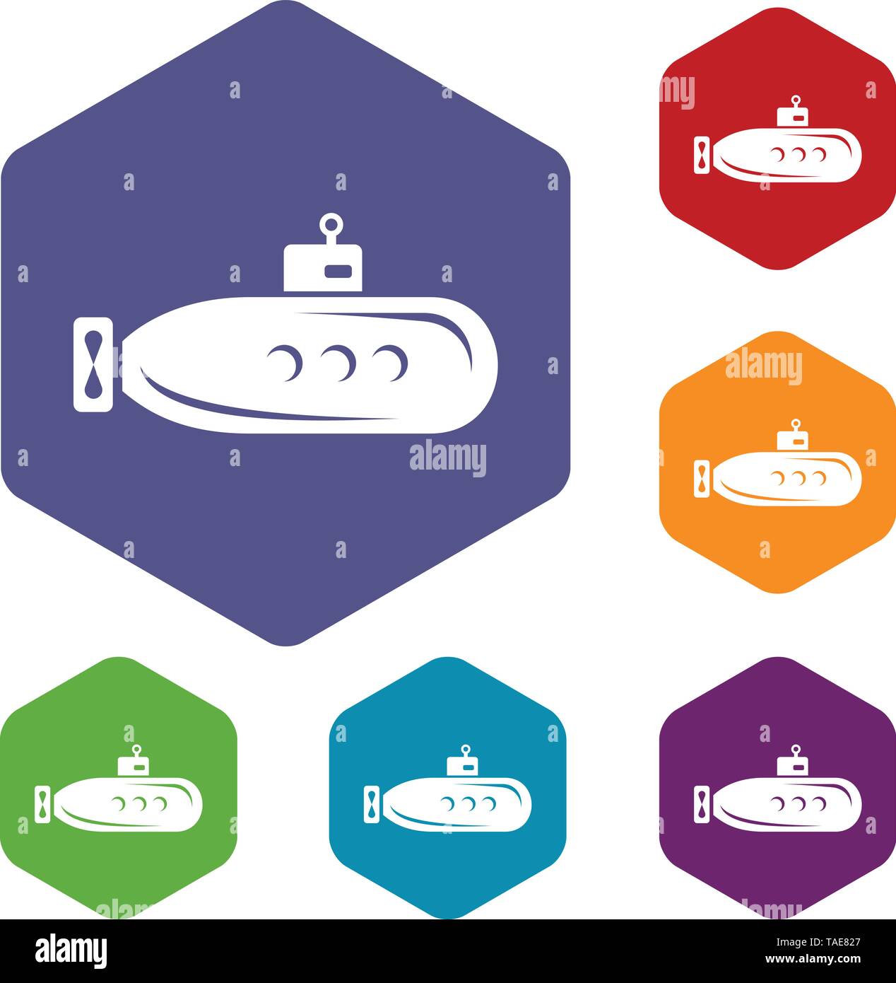 Long submarine icons vector hexahedron Stock Vector