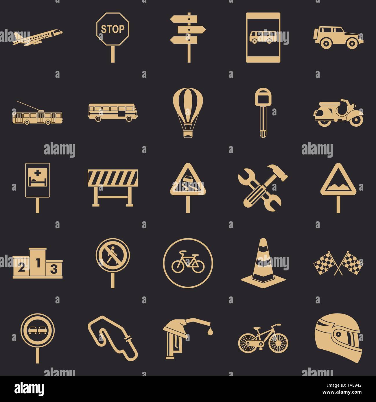 Traffic jam icons set, simple style Stock Vector Image & Art Alamy