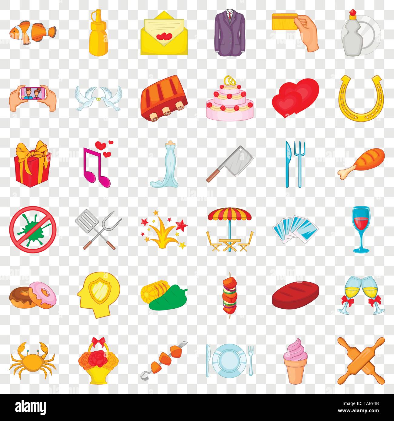 Drink icons set, cartoon style Stock Vector