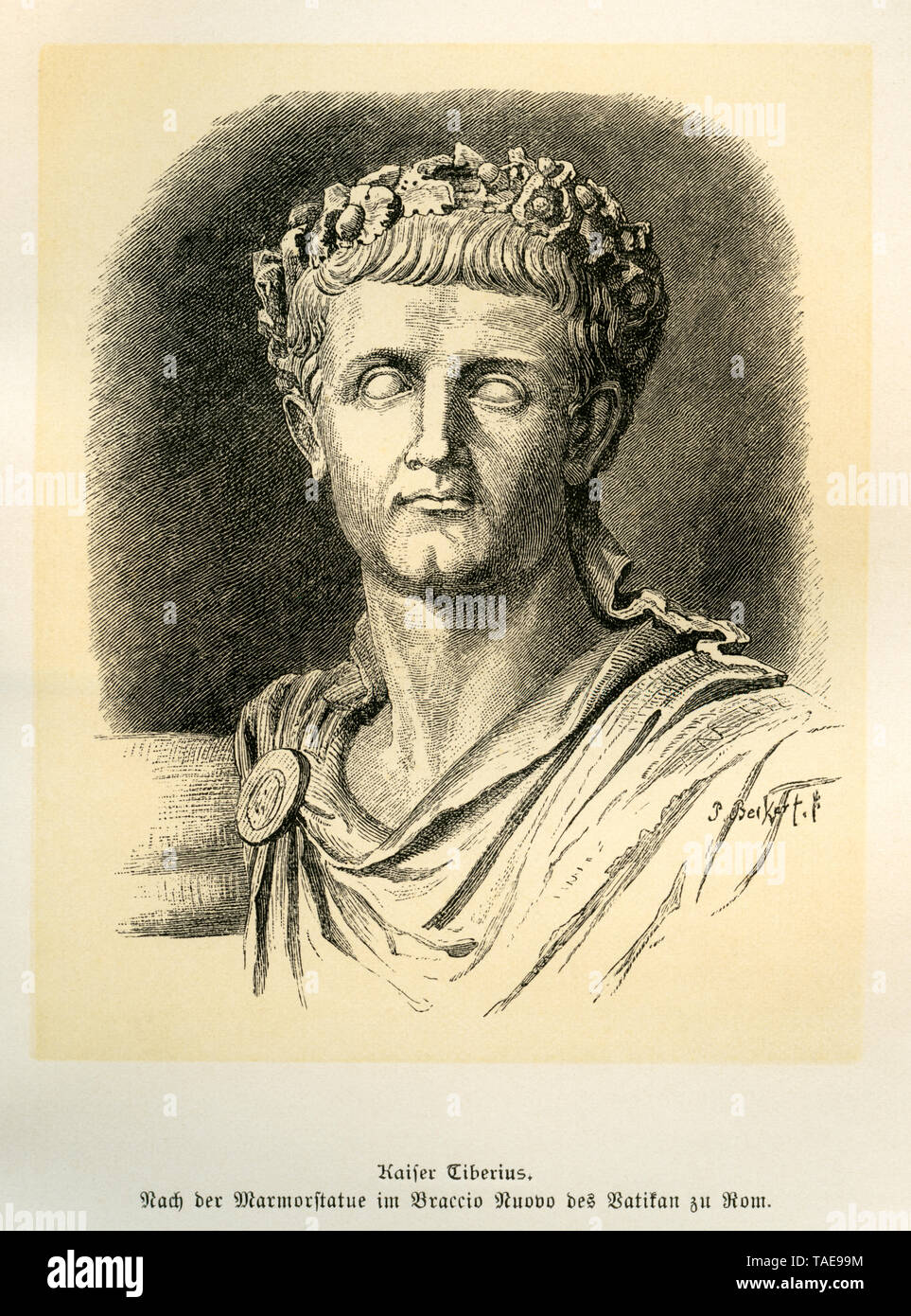 Europa, Italien, Rom, Kaiser Tiberius, Illustration aus :  ' Römische Geschichte ' , nach den Quellen erzählt von Dr. Karl Ludwig Roth , 2. Auflage he Stock Photo