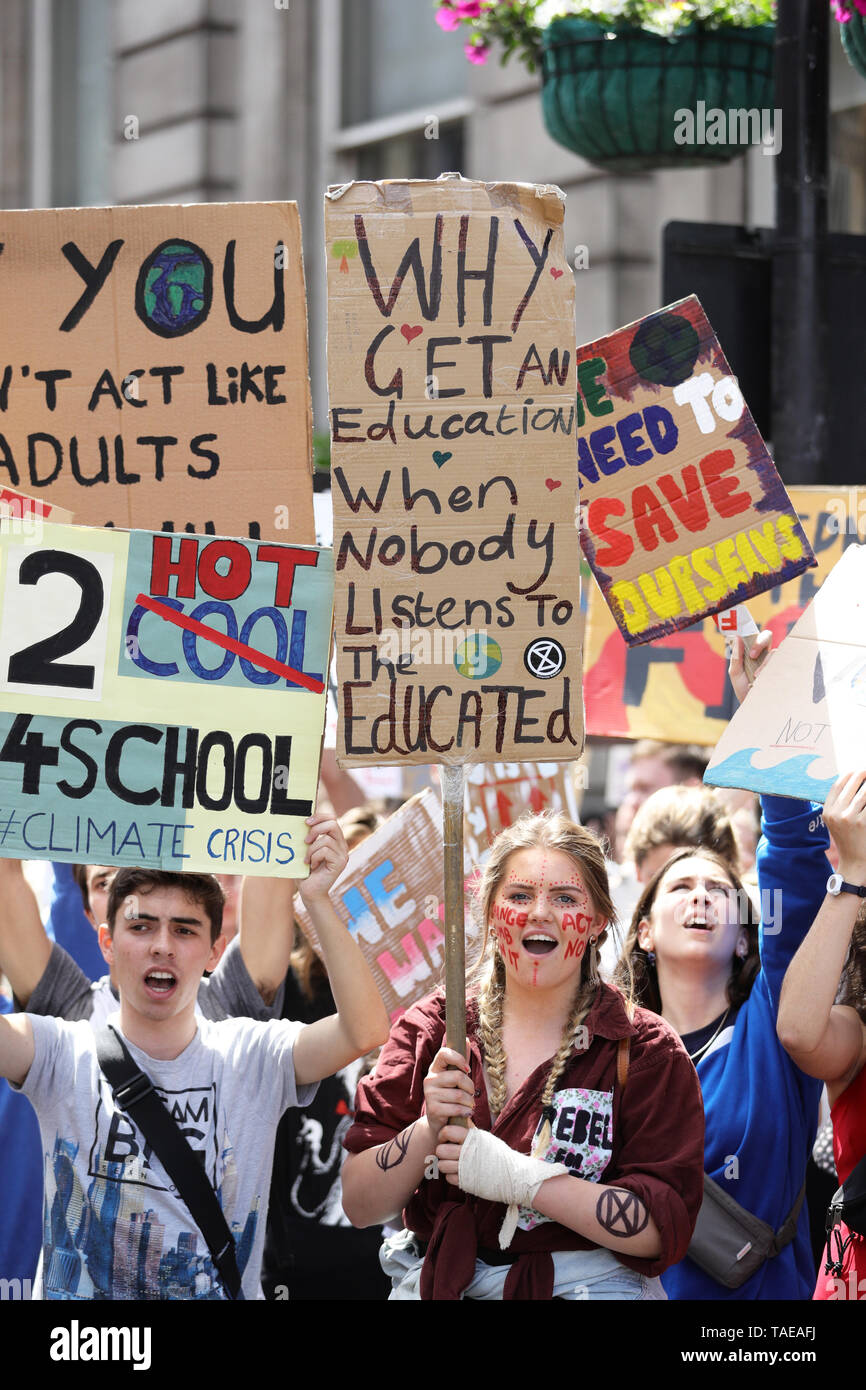 UK students take part in a strike for the climate crisis in Westminster, London, as demonstrations are planned in towns and cities across the UK as part of the YouthStrike4Climate movement. Stock Photo