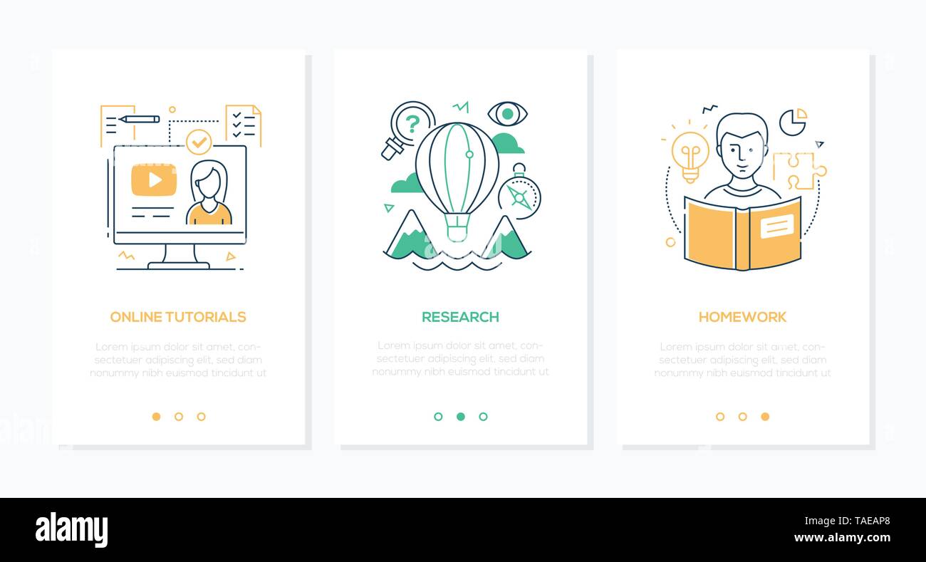 Education - set of line design style vertical web banners Stock Vector ...
