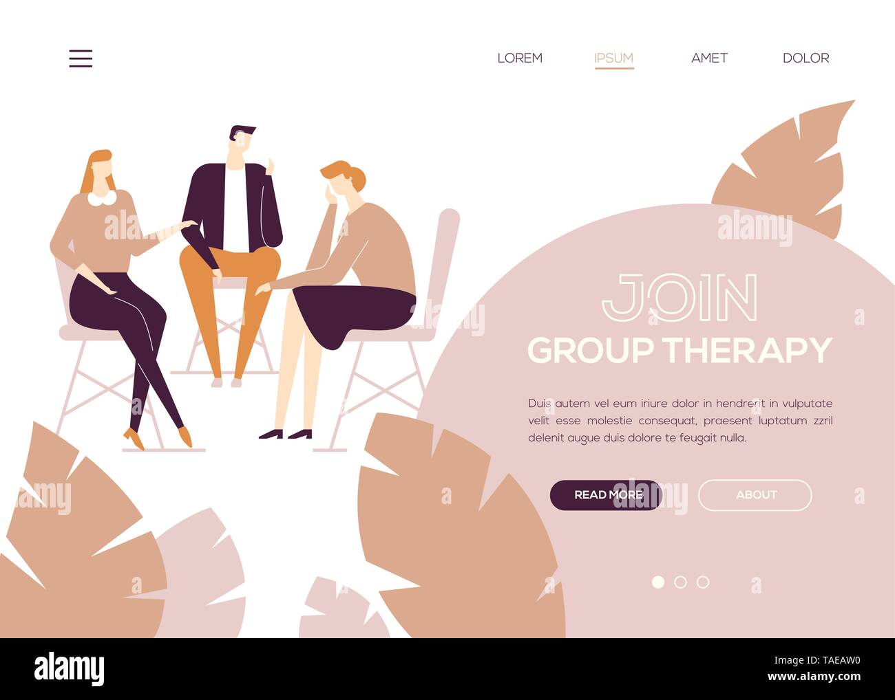 Join Group Therapy Colorful Flat Design Style Web Banner Stock