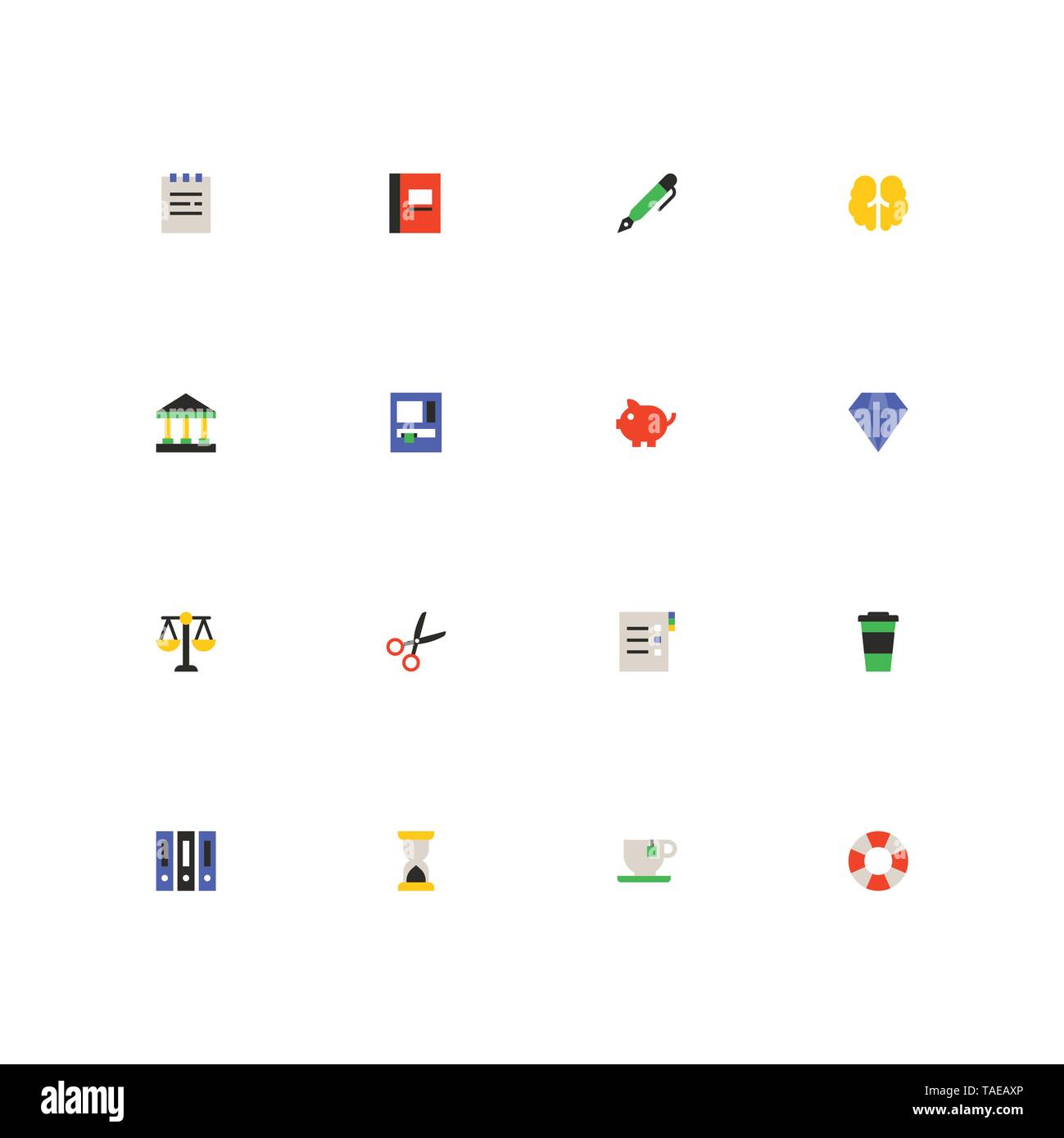Finance and office work - colorful material design icons set Stock Vector