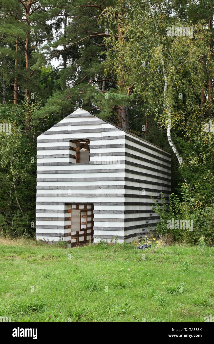 Art object Remote Office in Nikola-Lenivets village. Kaluga oblast. Russia Stock Photo