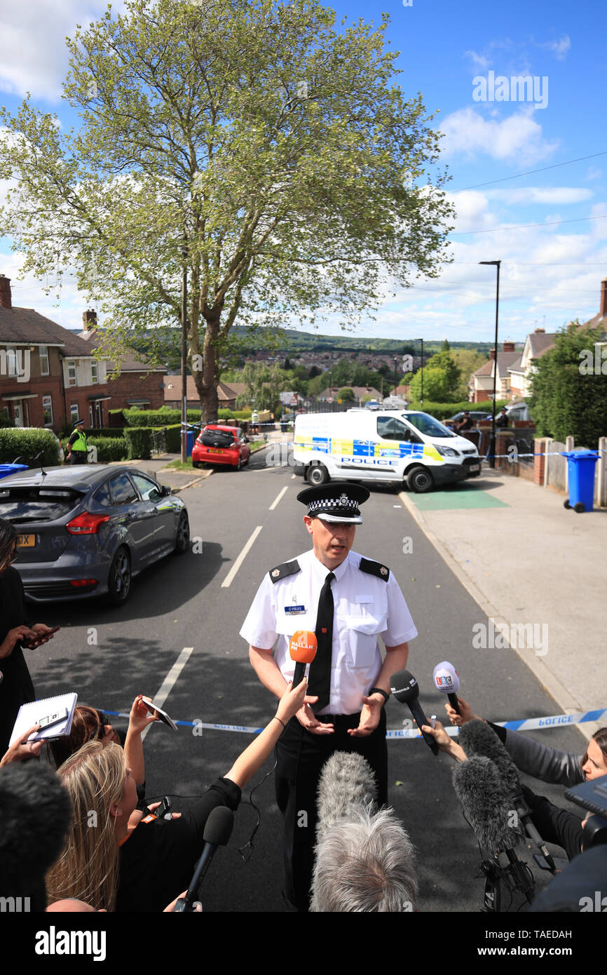 South Yorkshire police superintendent Paul McCurry speaks to the media
