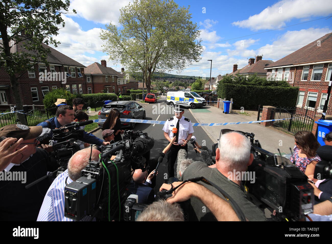 South Yorkshire police superintendent Paul McCurry speaks to the media after six children were
