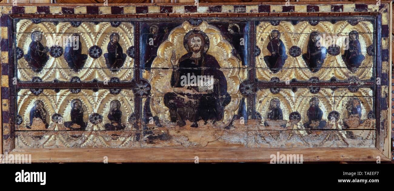 Frontal de Berbegal (detalle), pintura al temple sobre madera, siglo XIII, procedente de Santa María La Blanca de Berbegal. Museum: Museu Diocesà, Lleida. Stock Photo
