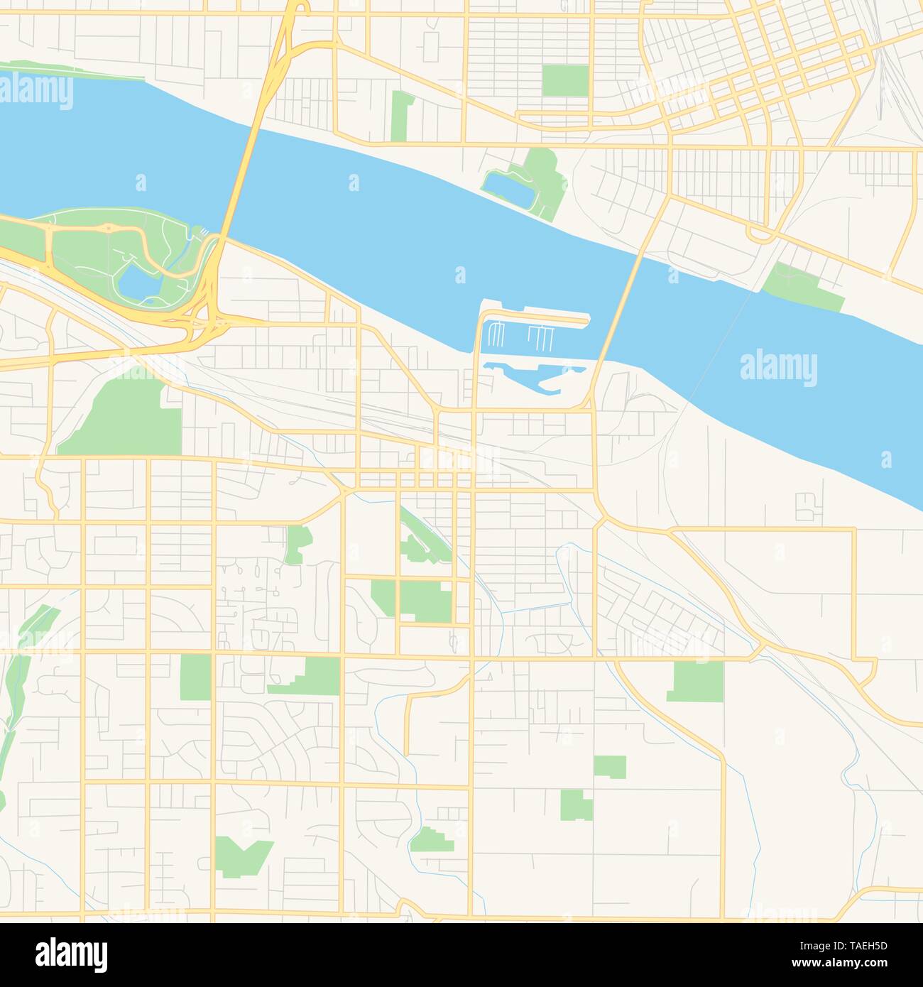 Empty vector map of Kennewick, Washington, USA, printable road map ...