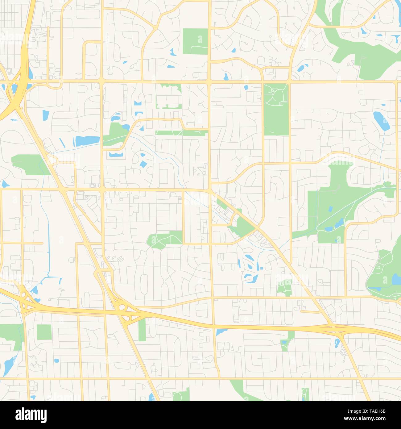 Empty vector map of Brooklyn Park, Minnesota, USA, printable road map ...