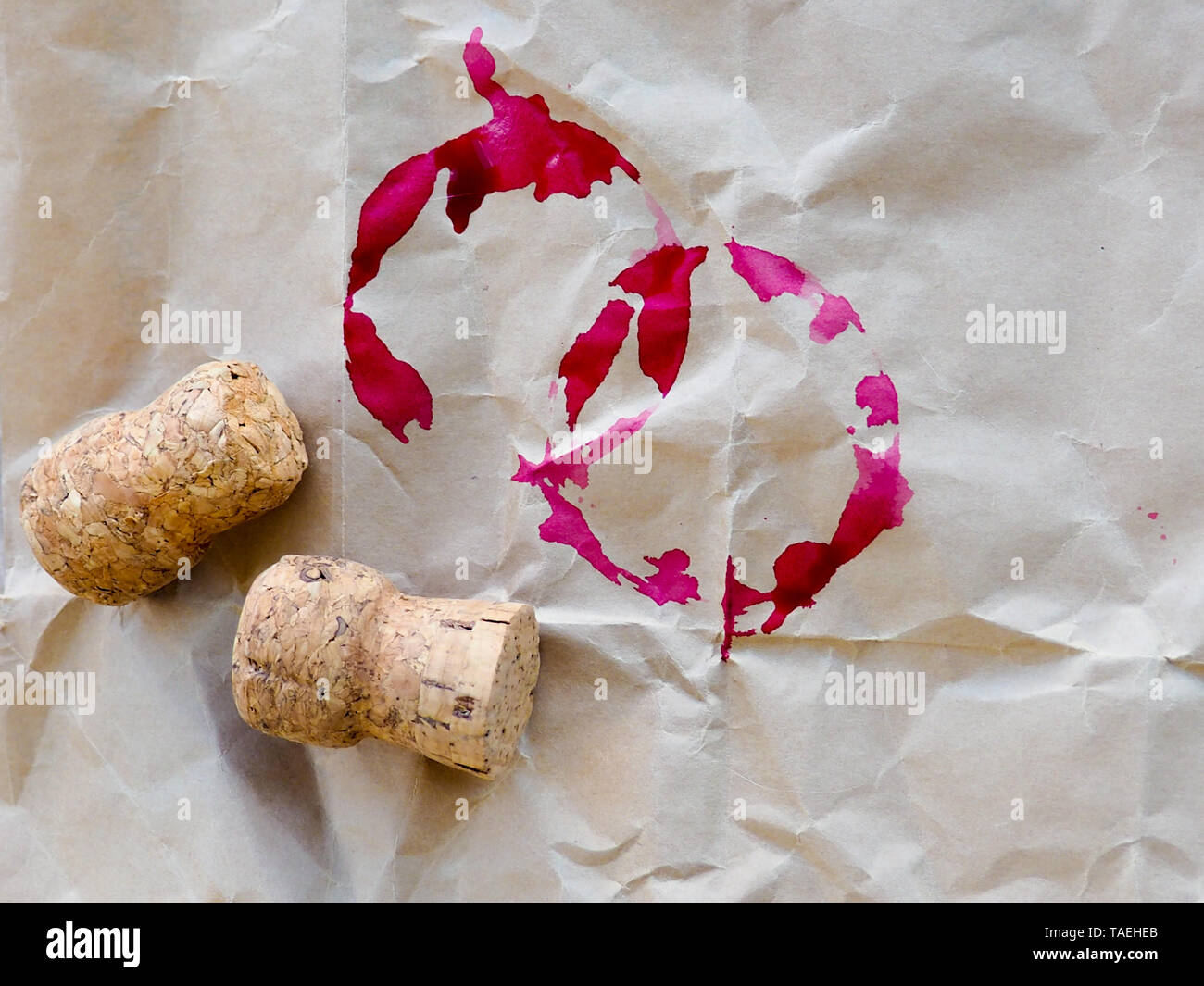 two glasses of red wine, champagne, cocktail on the background of old