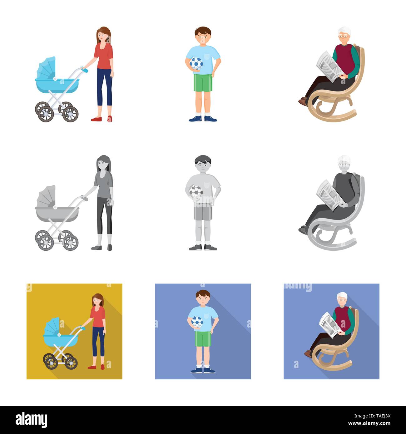 Isolated object of character and avatar icon. Collection of character ...