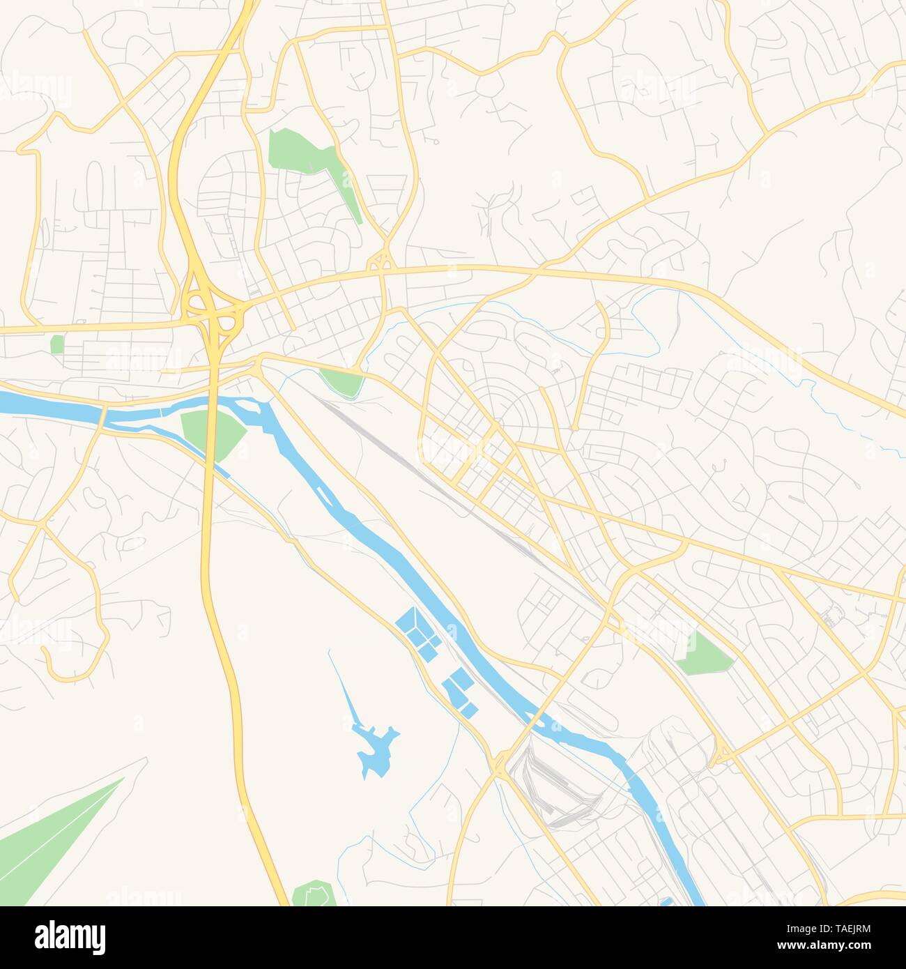 Empty vector map of Kingsport, Tennessee, United States of America
