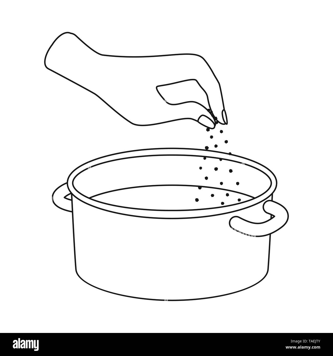 Vector design of casserole and water symbol. Collection of casserole and arm stock vector