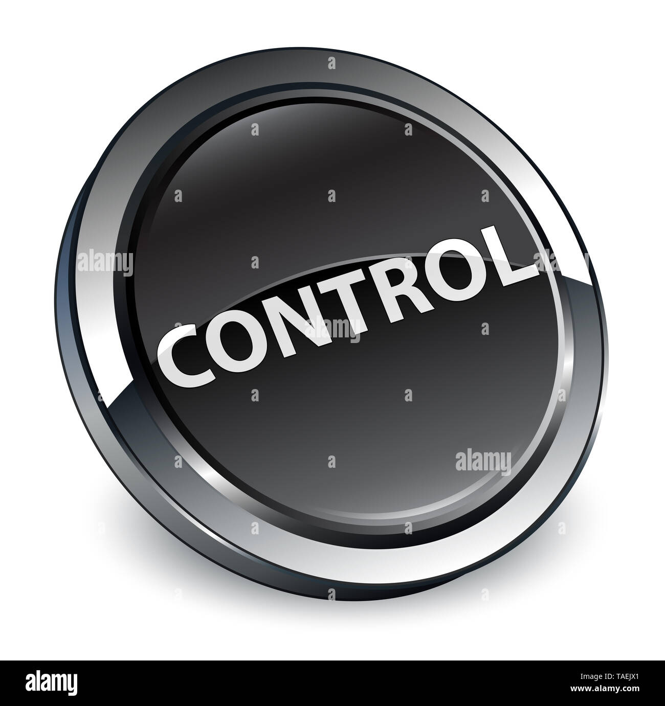 Control Button Figure Control isolated on 3d black round button abstract illustration Stock ...