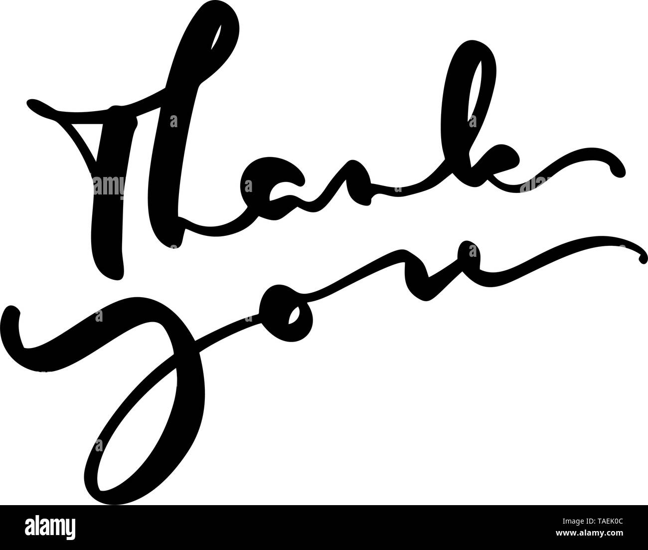 Hand drawn vintage Vector text Thank you. Isolated on white background ...