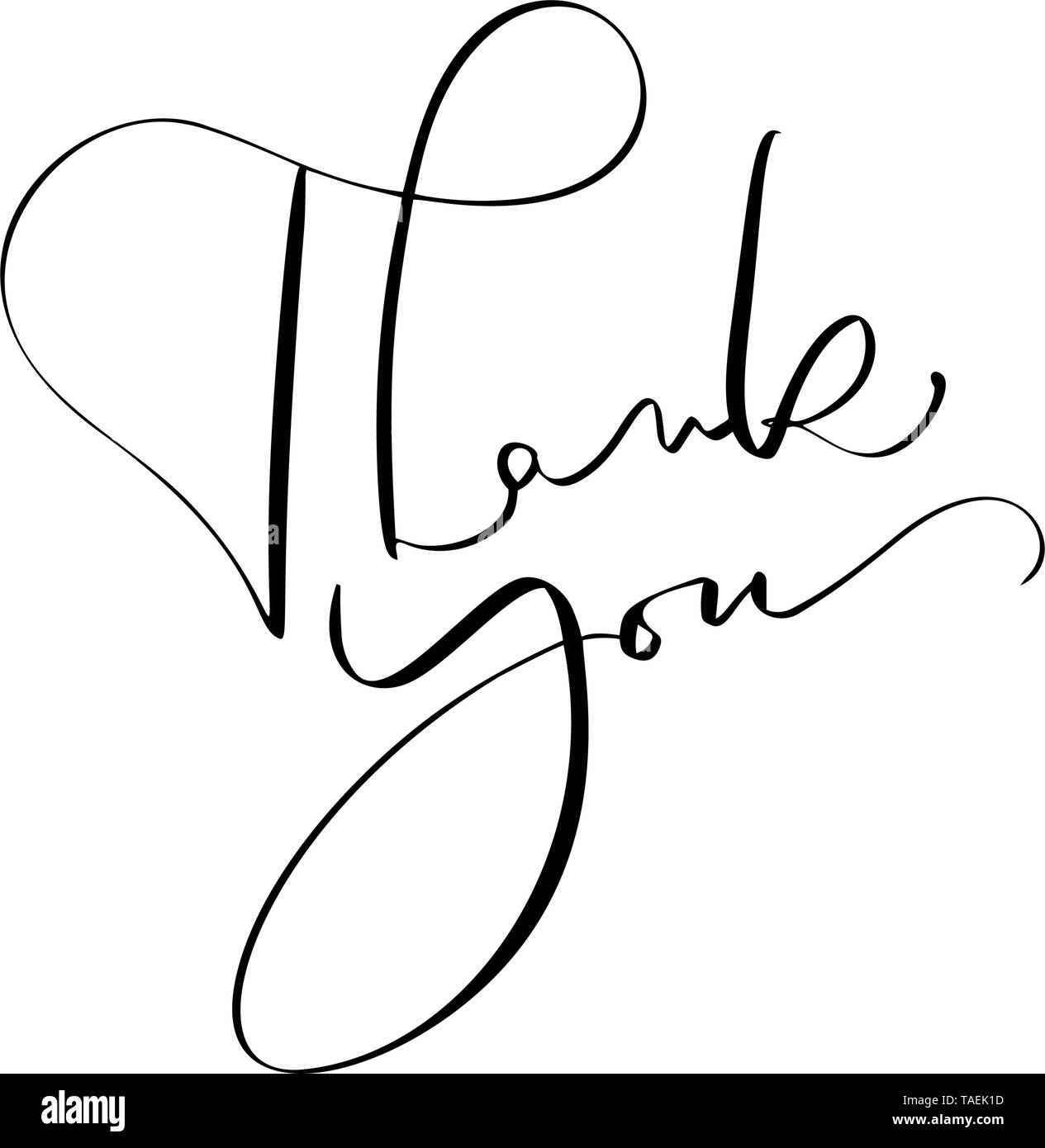 Calligraphy lettering Vector text Thank you. Isolated on white ...