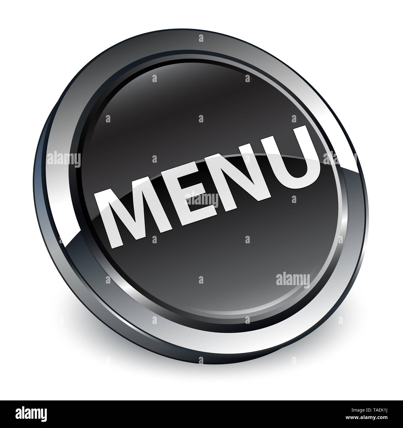 Menu isolated on 3d black round button abstract illustration Stock ...