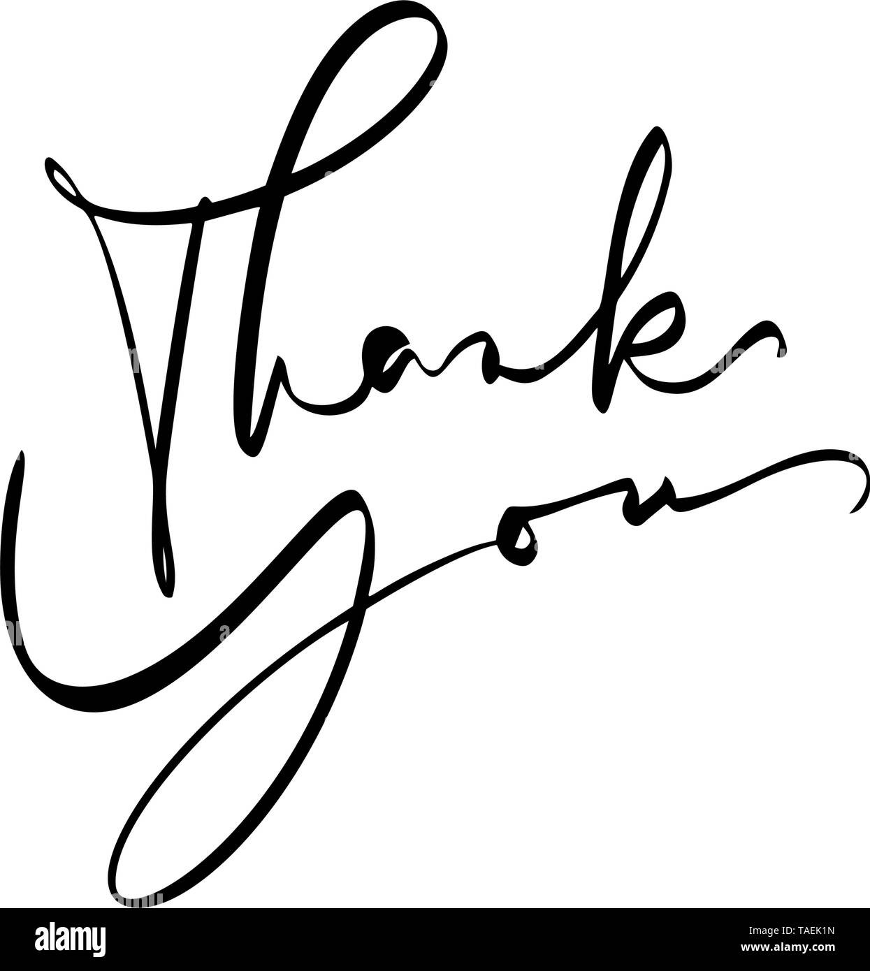 Hand drawn vintage Vector text Thank you. Isolated on white background ...