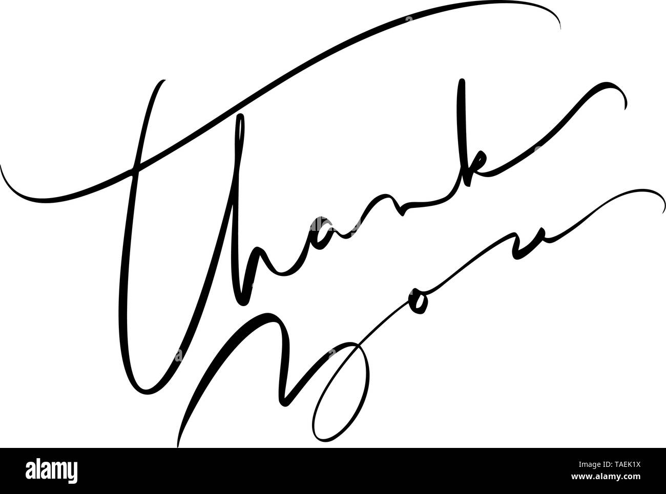 Hand drawn vintage Vector text Thank you. Isolated on white background ...