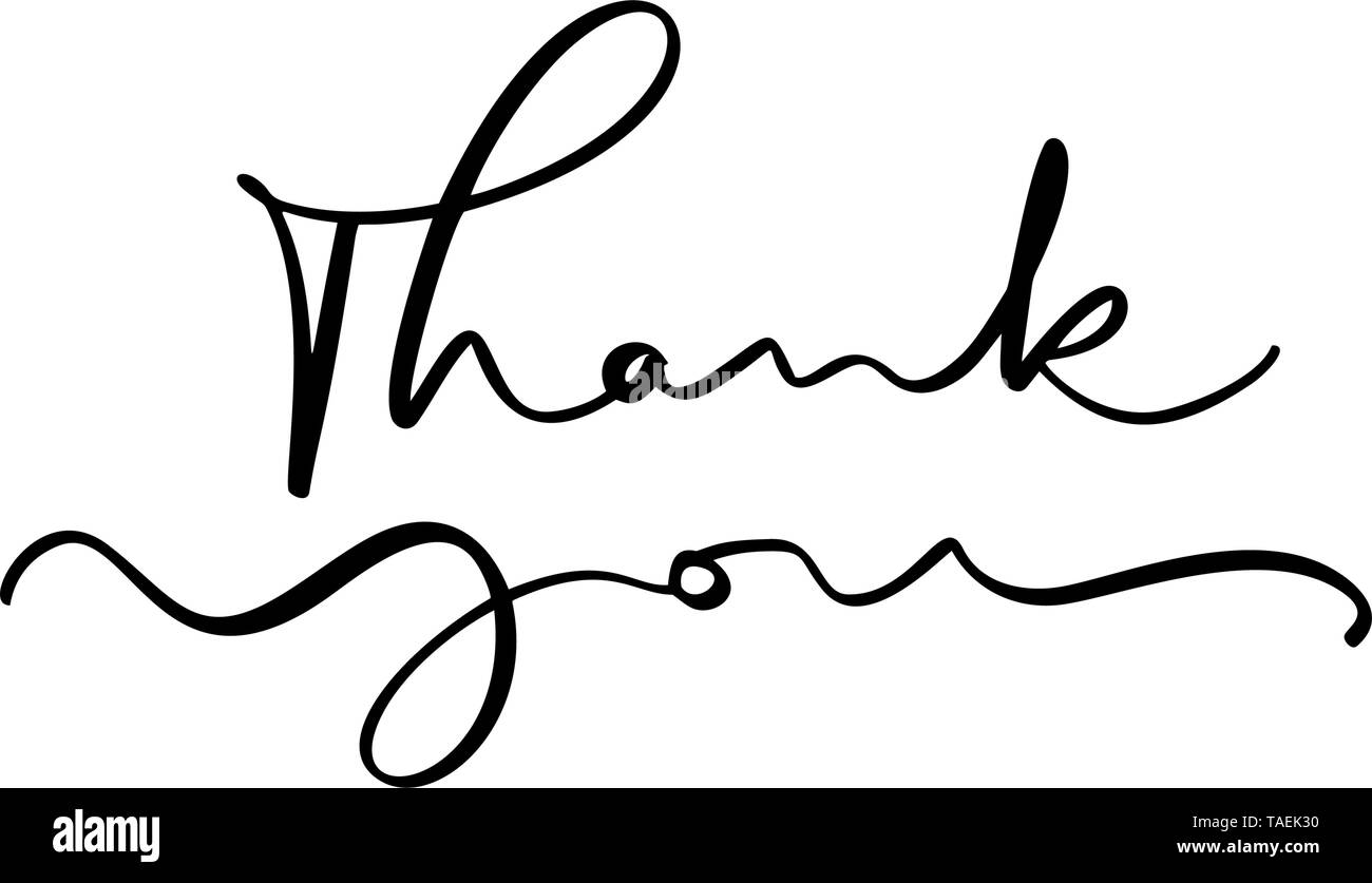 Hand drawn vintage Vector text Thank you. Isolated on white background ...