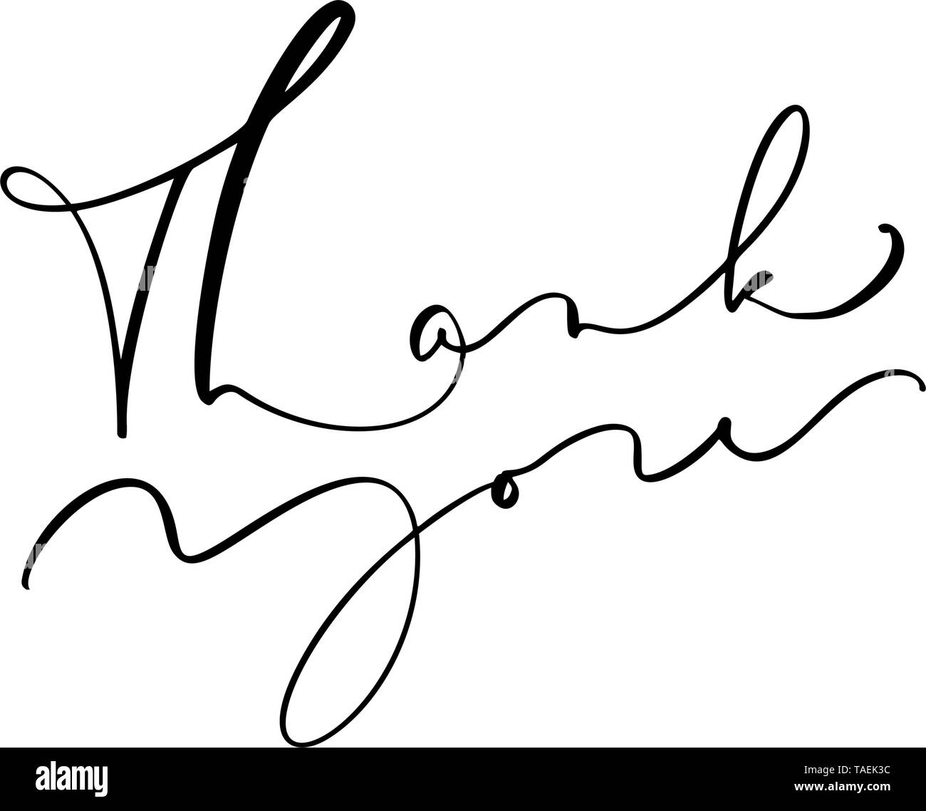 vintage Vector calligraphy text Thank you. Hand drawn isolated on white ...