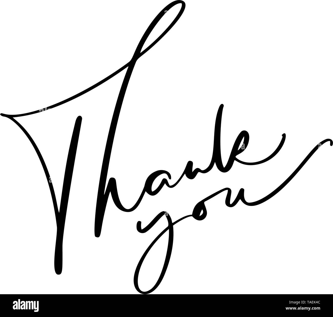 vintage Vector calligraphy text Thank you. Hand drawn isolated on white ...