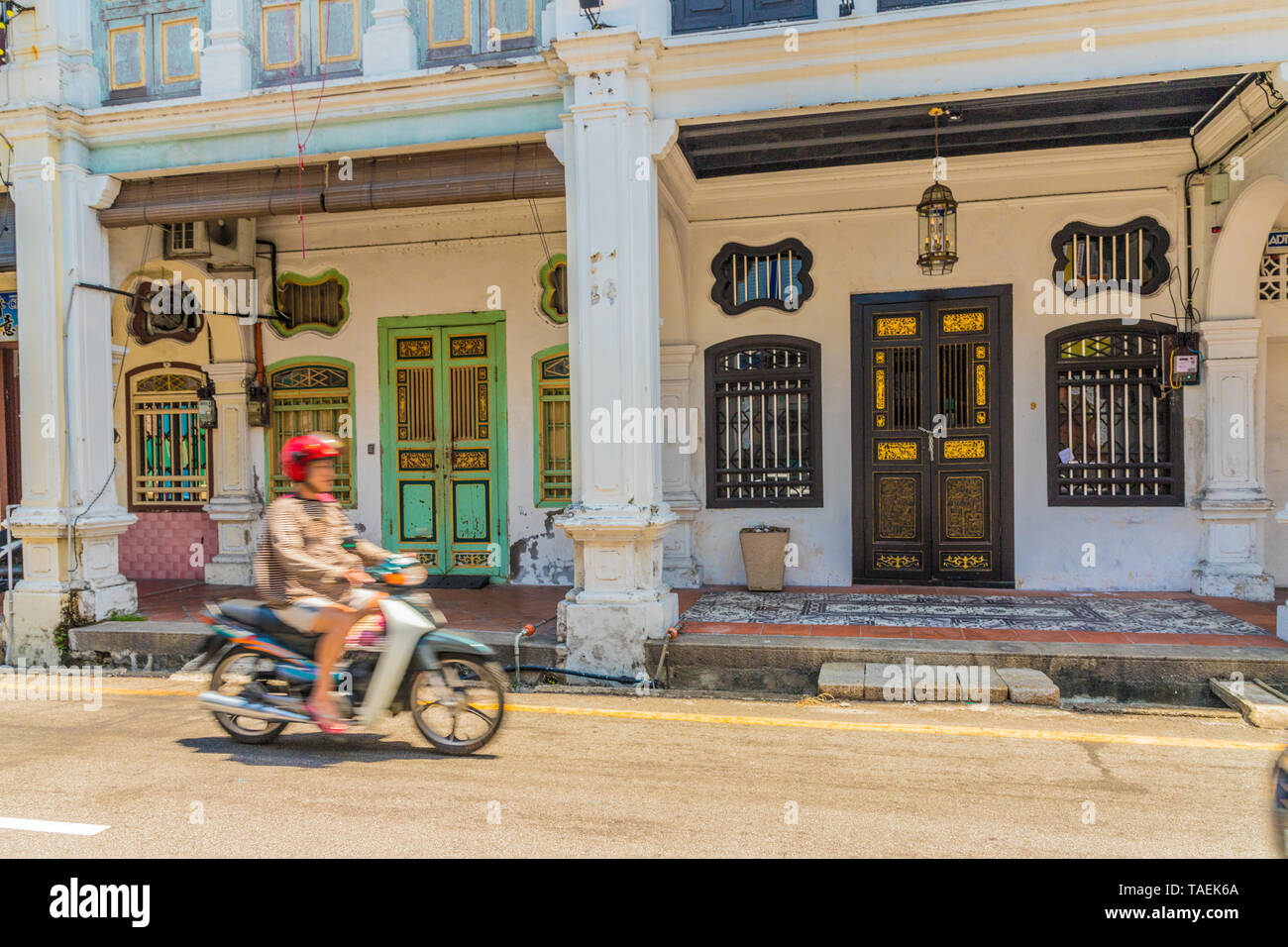Traditional chinese shophouse architecture in George Town Malaysia Stock Photo