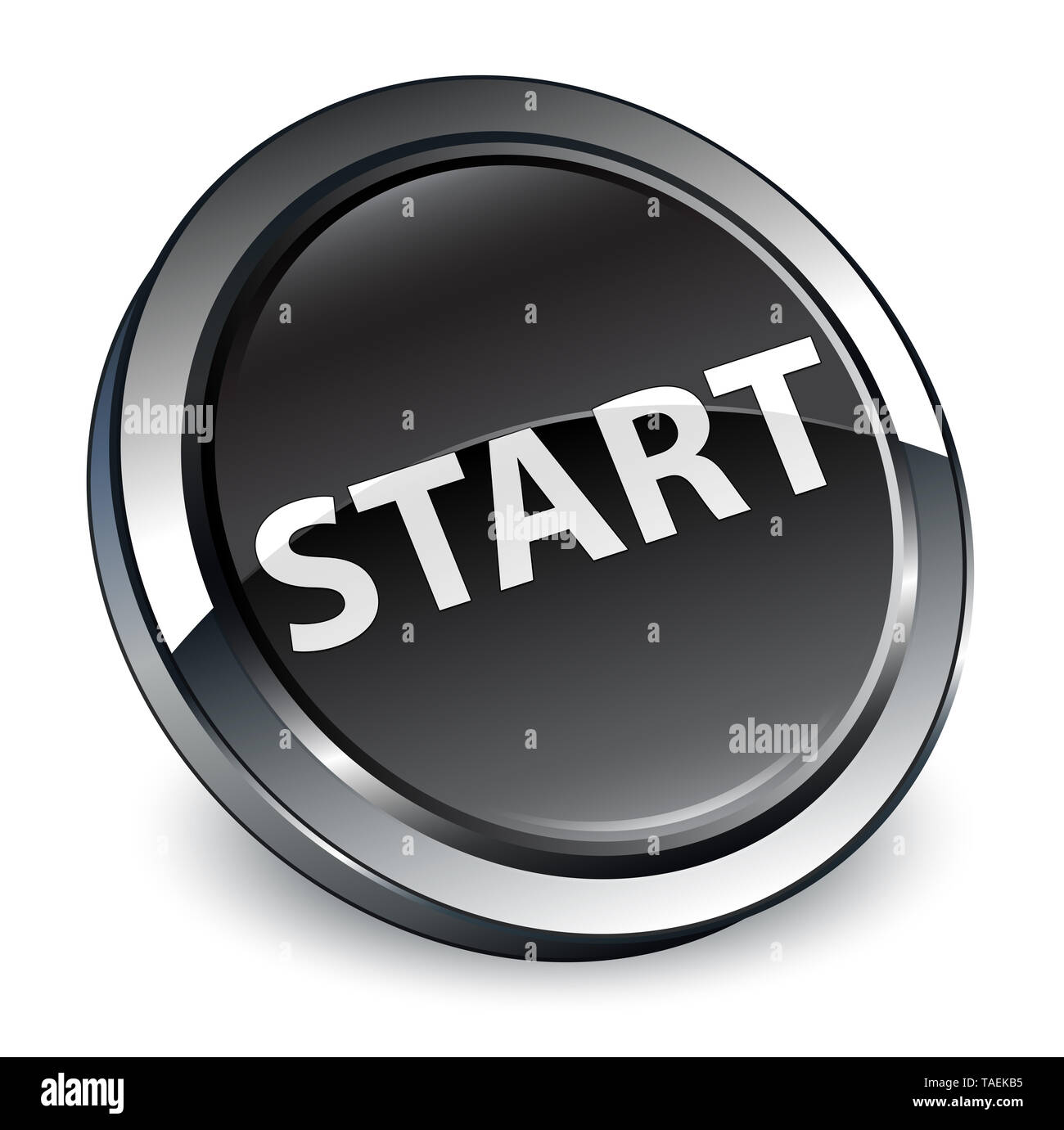 Machine Start Button Round Start isolated on 3d black round button abstract illustration Stock ...