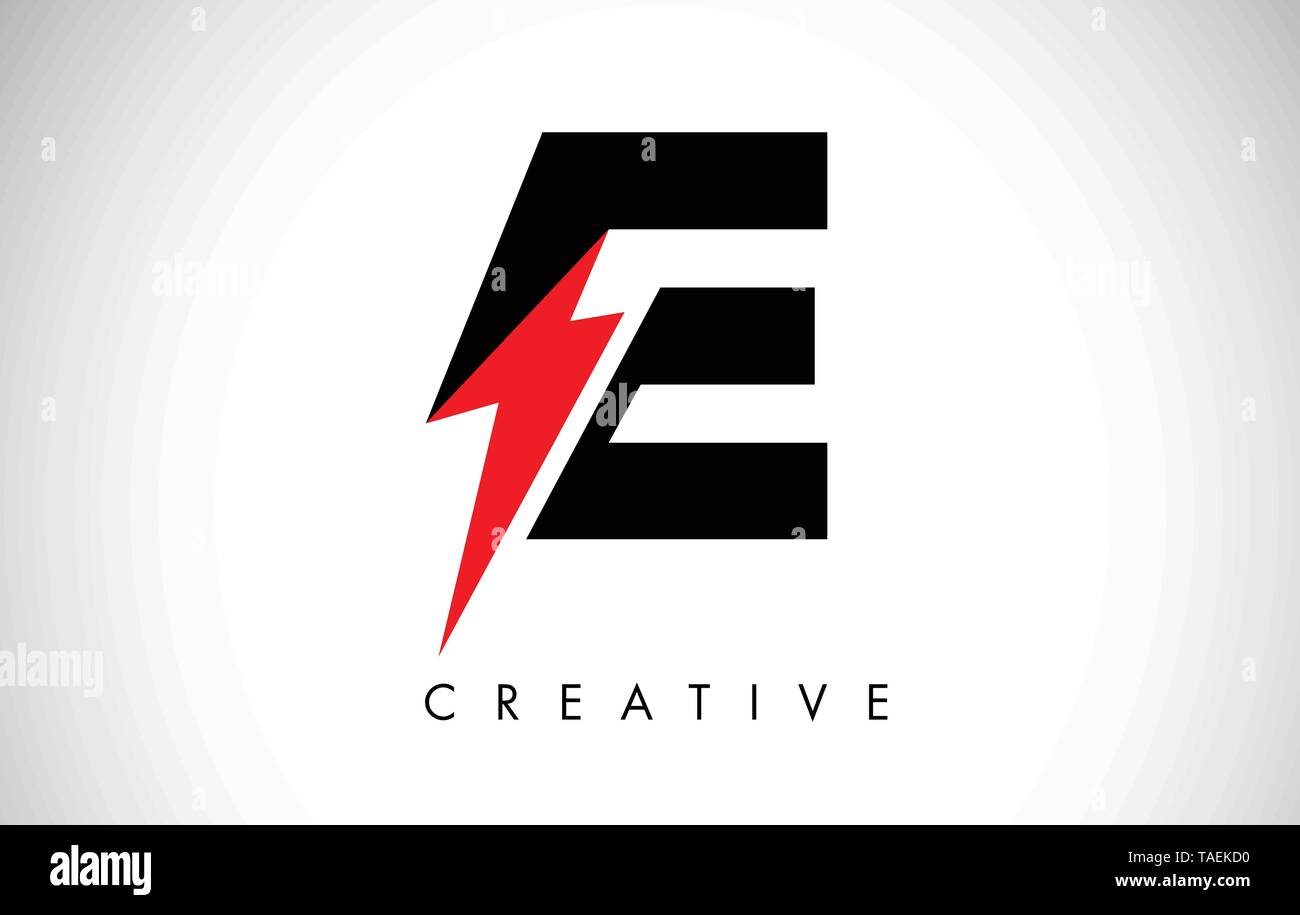 E Letter Logo Design With Lighting Thunder Bolt. Electric Bolt Letter ...