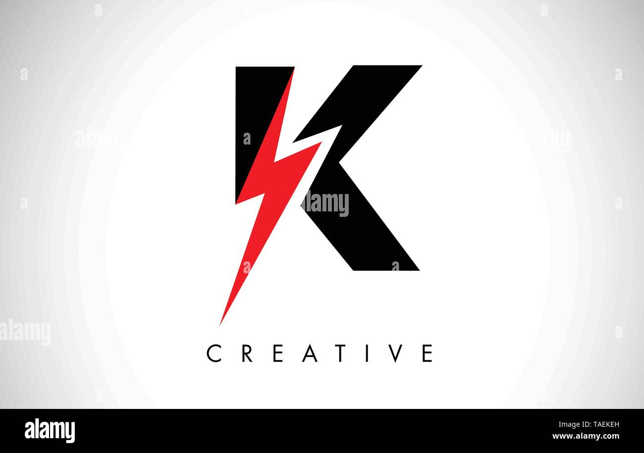 K Letter Logo Design With Lighting Thunder Bolt. Electric Bolt Letter ...