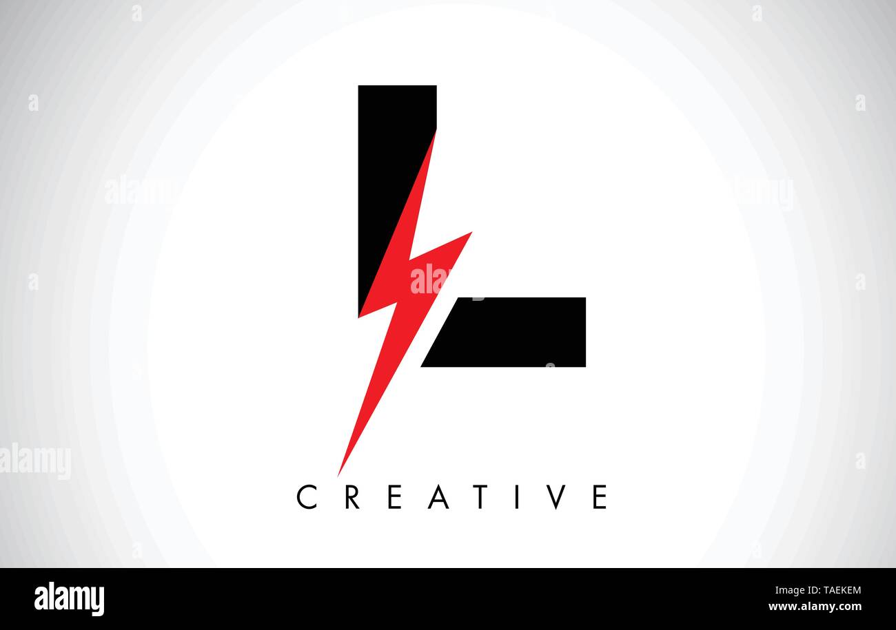 L Letter Logo Design With Lighting Thunder Bolt. Electric Bolt Letter ...